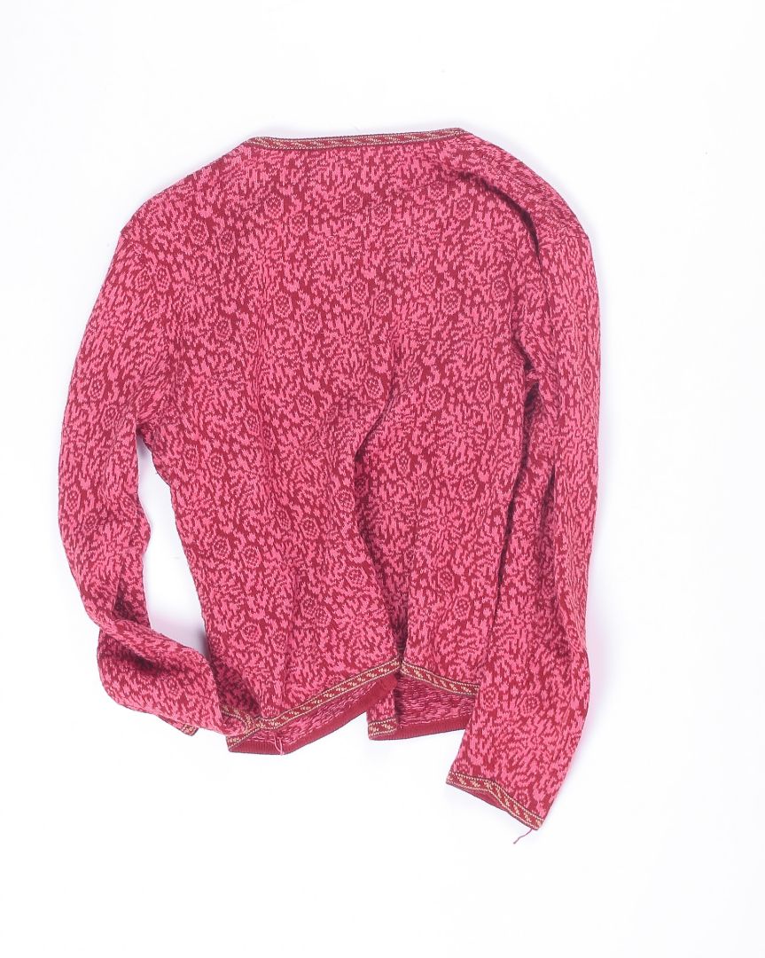 Red Intiwara Buttoned Sweater, S