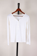 White  Ribbed Long Sleeve, S