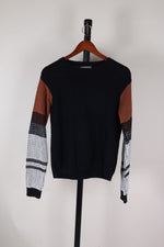 Black/Orange Cable Stitch Sweater, M