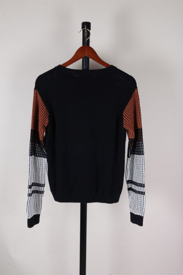 Black/Orange Cable Stitch Sweater, M