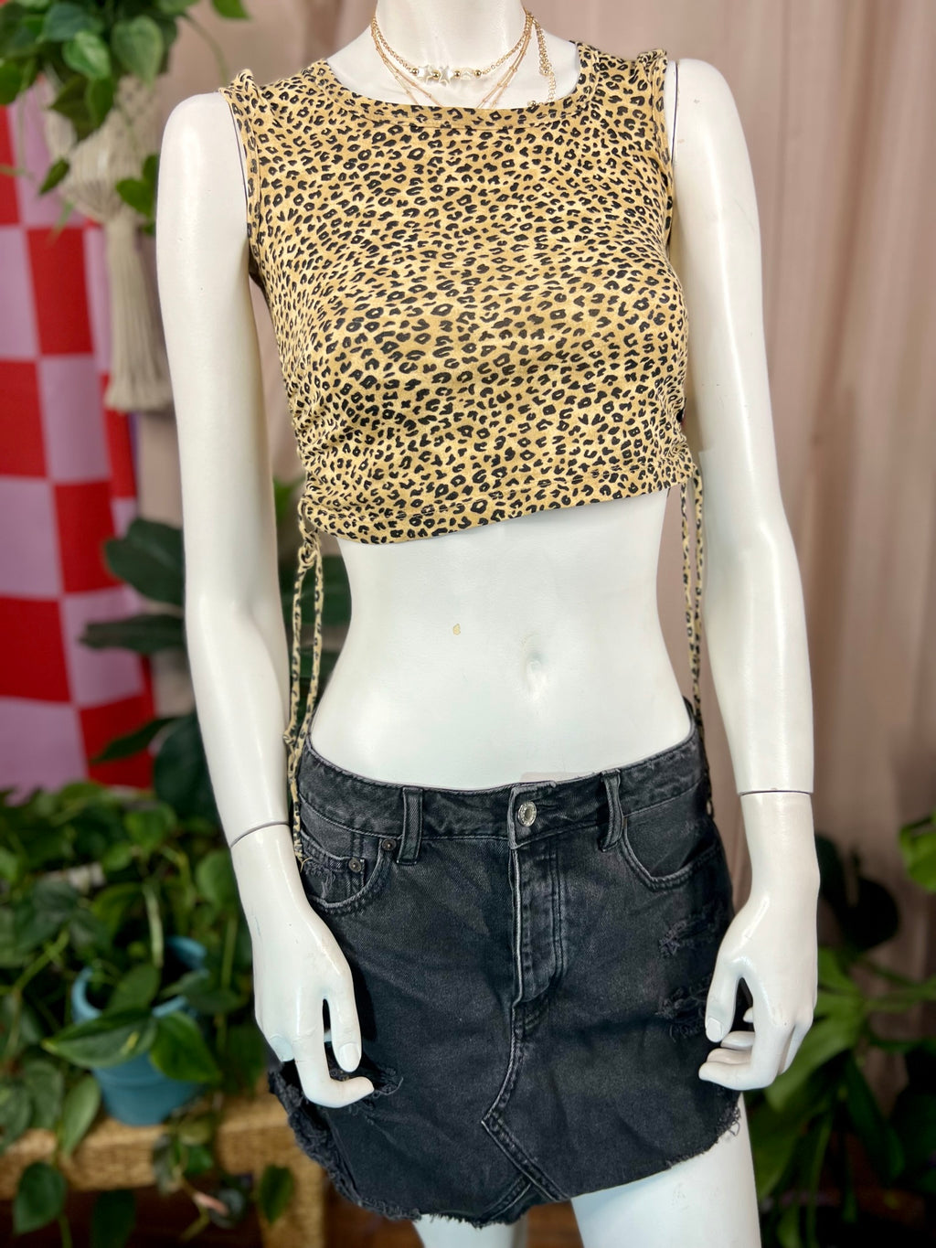 y2k Cheetah L.E.I Cropped Tank, L