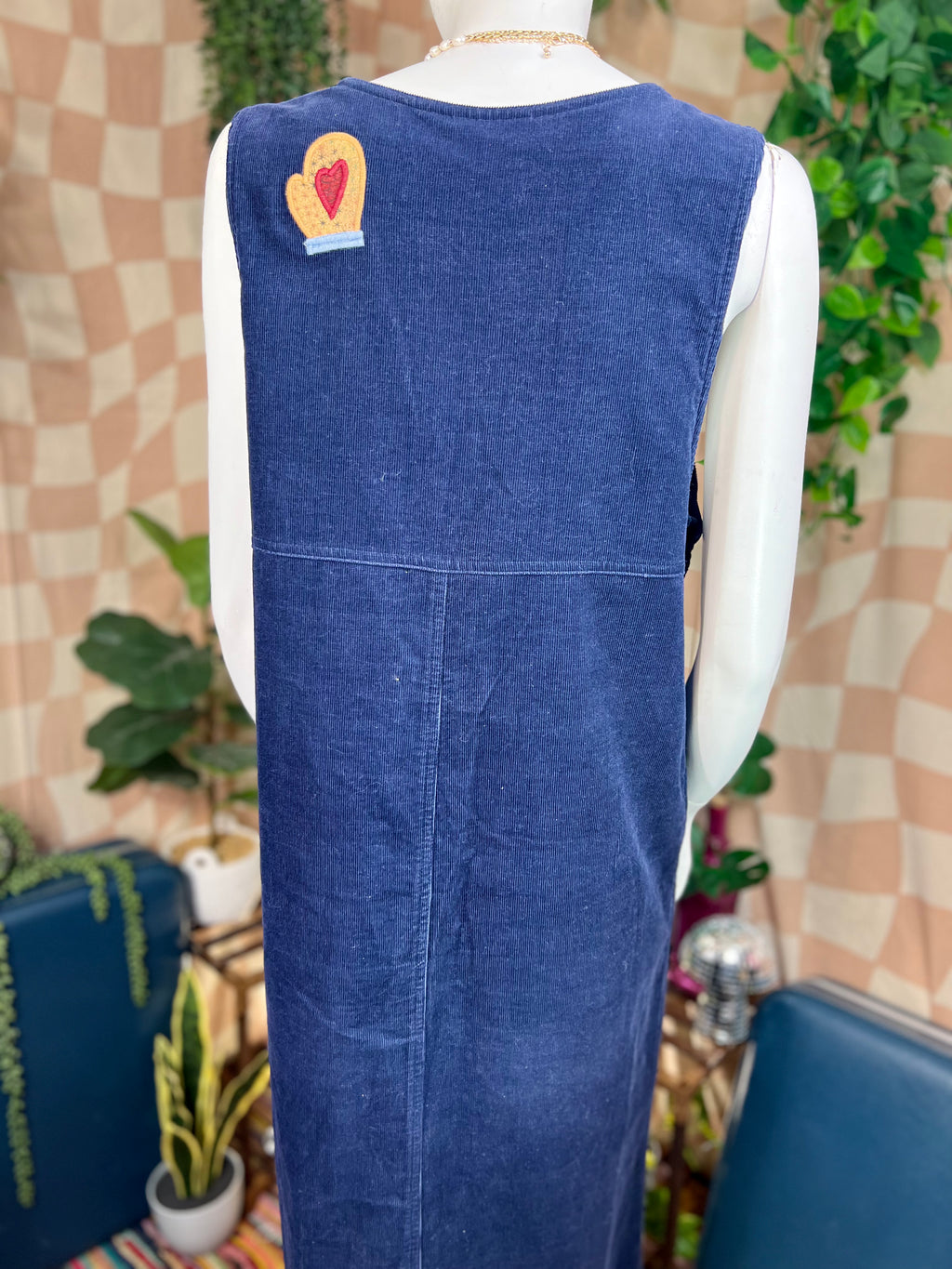 Vintage Navy Blue Blue J. Corduroy Maxi Dress, M