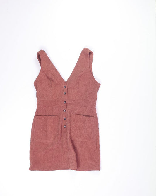 Brown Shein Button Up Corduroy Dress, M