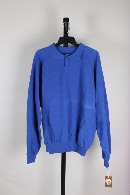 Blue Wek the World Collared Sweatshirt, 3