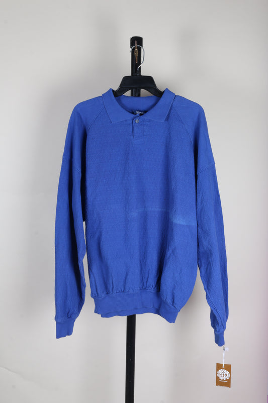 Blue Wek the World Collared Sweatshirt, 3