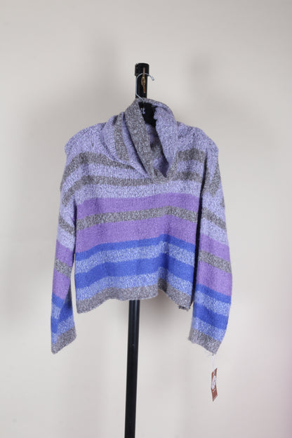 Purple Striped Sincerely Jules Cropped Turtleneck, S