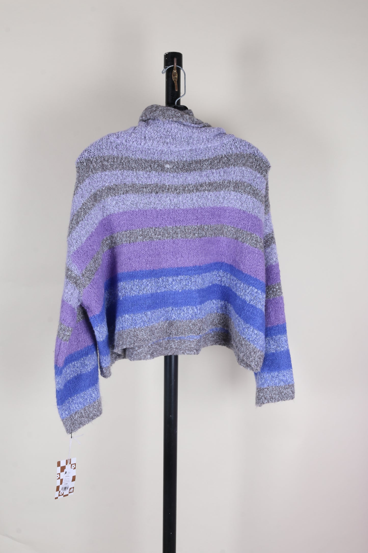 Purple Striped Sincerely Jules Cropped Turtleneck, S