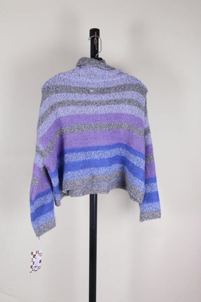 Purple Striped Sincerely Jules Cropped Turtleneck, S