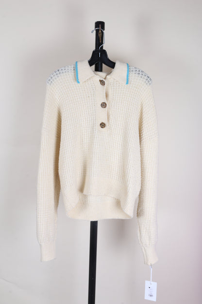 White BDG Collard Sweater, S