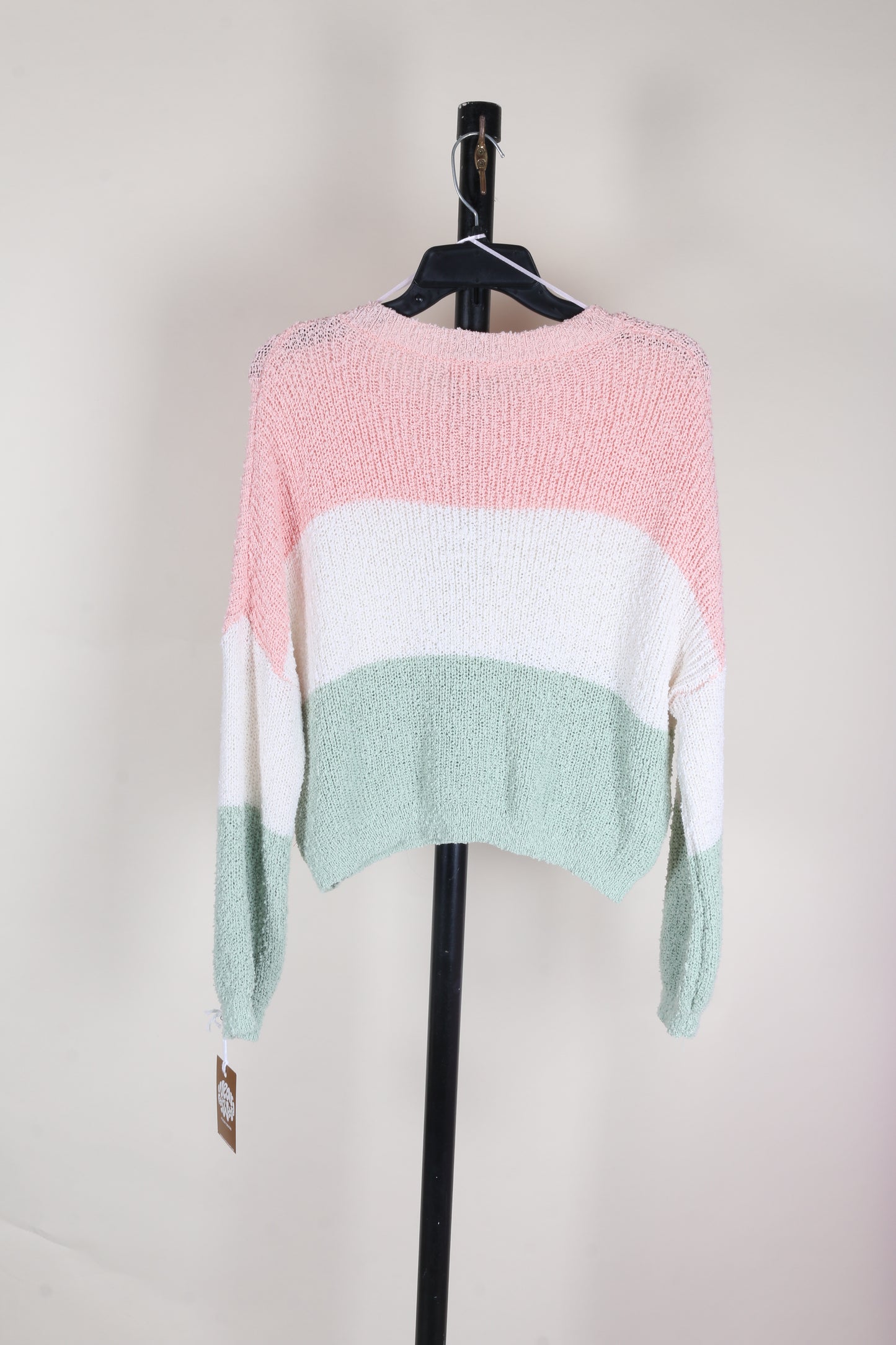 Pink/White/Green debut Cropped Pullover, M