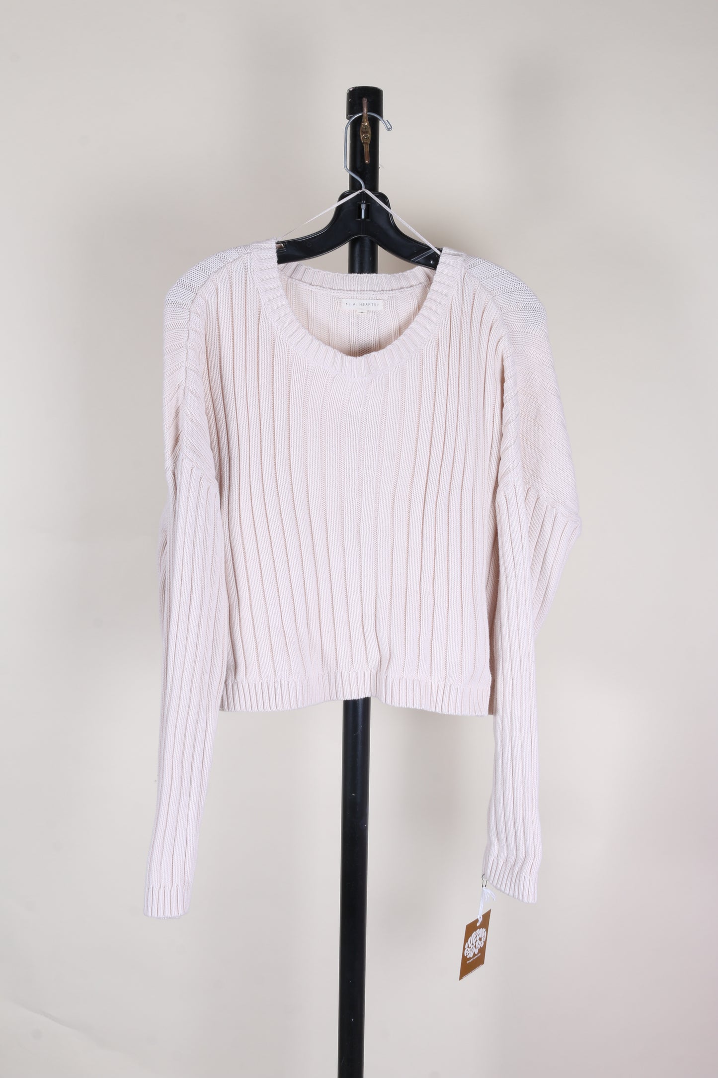 White L.A. Hearts Cropped Sweater, M