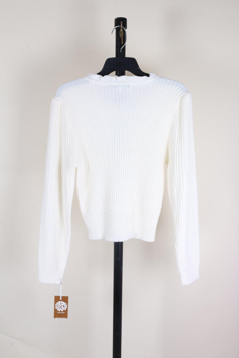 Cream Celebrity Pink Ruffle Neck Knit, M