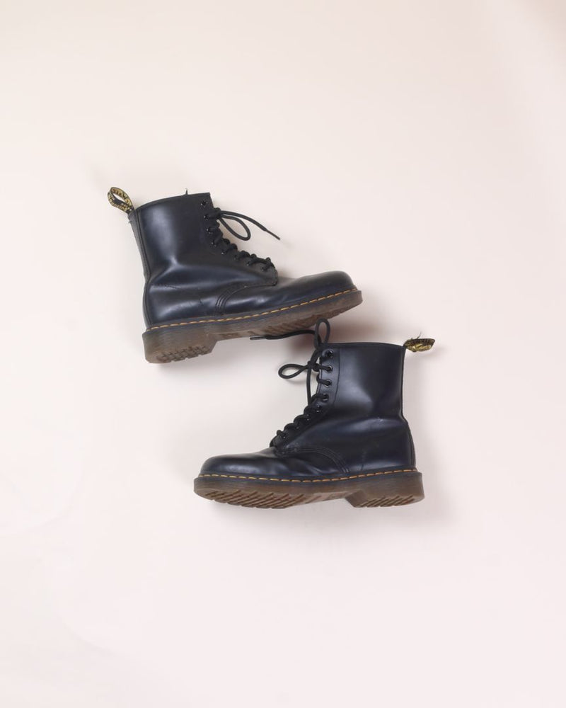 Black Dr. Martens Combat Boots, 6