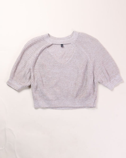 Tan Derek Heart Cropped Sweater, L