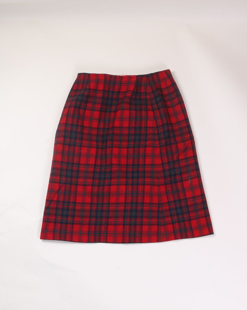 Red Pendelton Pencil Skirt, 16