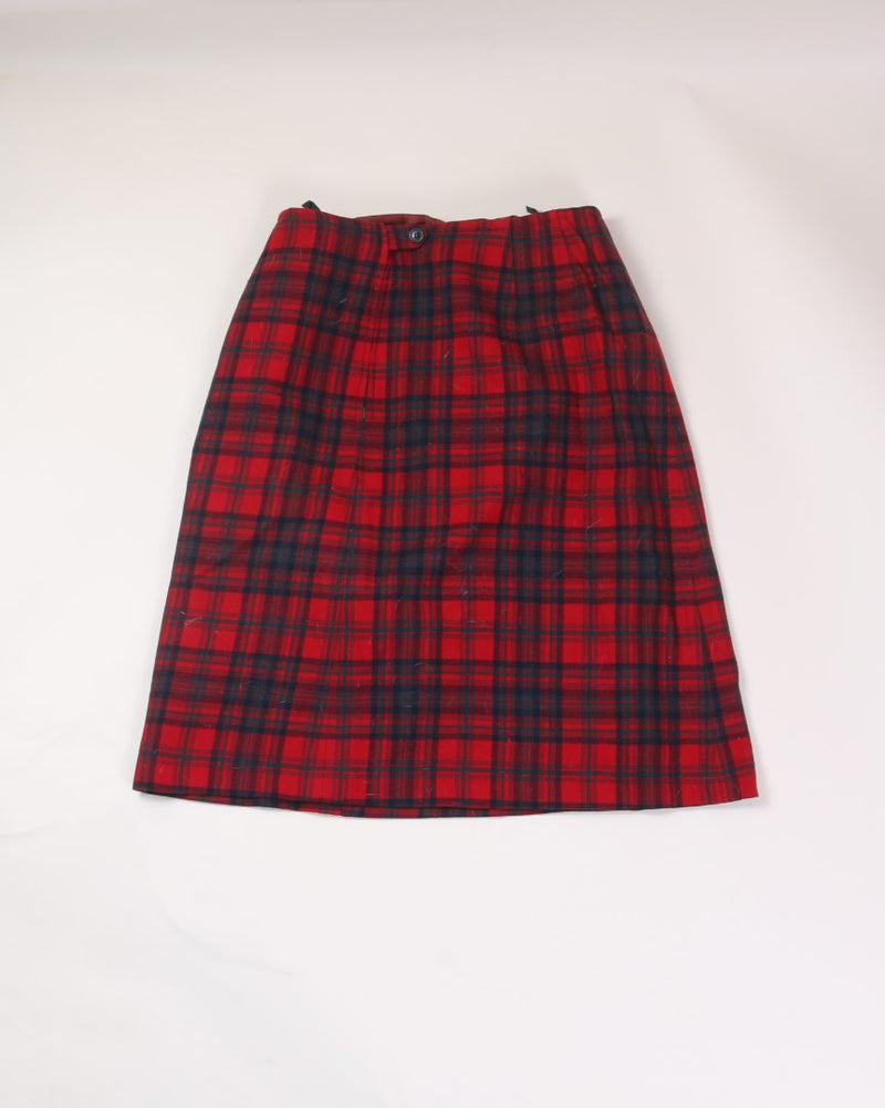 Red Pendelton Pencil Skirt, 16