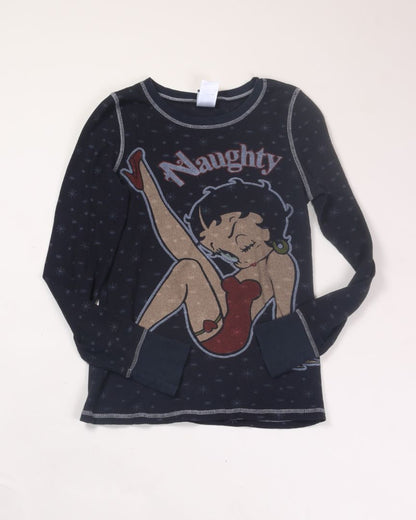 Gray Betty Boop Waffel Knit Top, XL