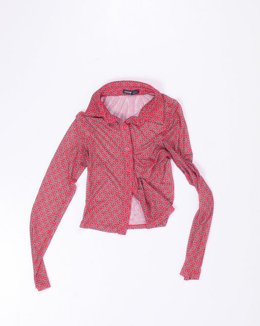 Red Shein Sheer Button Down, M