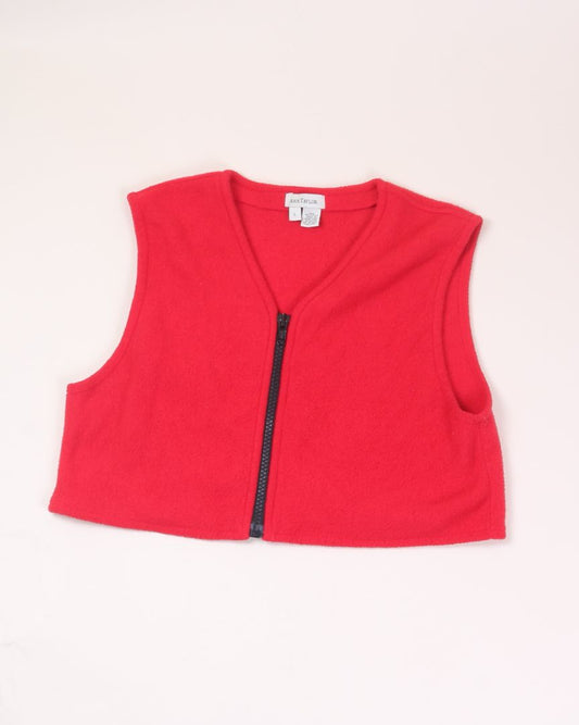 Red Ann Taylor Cropped Fleece Vest, L