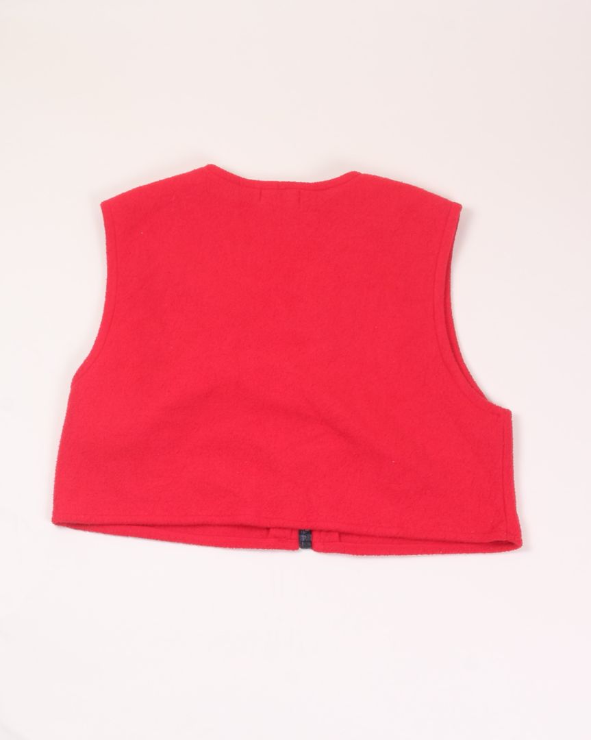 Red Ann Taylor Cropped Fleece Vest, L