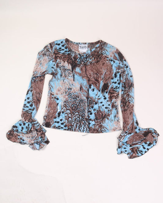 Brown/Blue Vanity Y2K Blouse, M