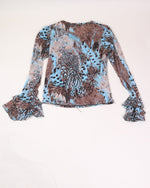 Brown/Blue Vanity Y2K Blouse, M