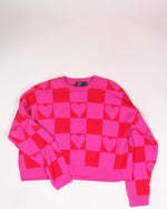 Pink/Red Boohoo Cropped Sweater, M