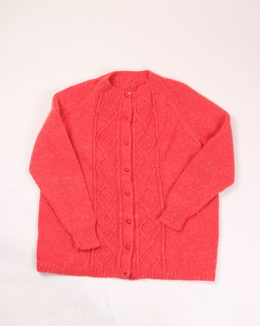 Red Sharon Epple Original Buttoned Sweater, L/XL