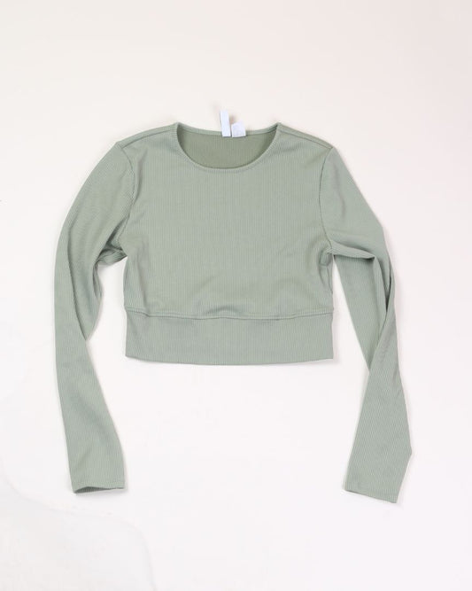 Green Divided by H&M Ribbed Long Sleeve, M