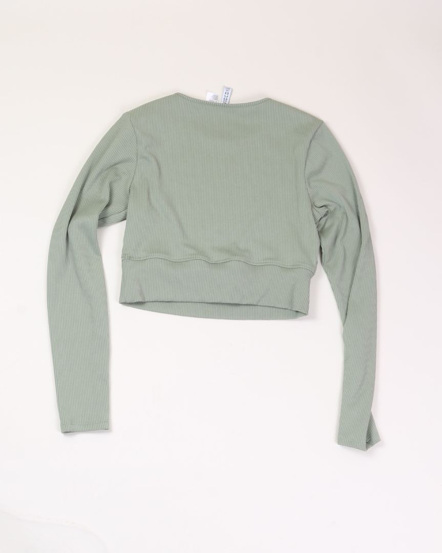 Green Divided by H&M Ribbed Long Sleeve, M