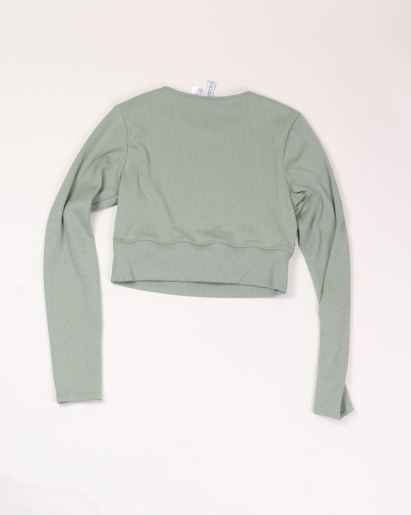 Green Divided by H&M Ribbed Long Sleeve, M