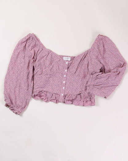 Pink Lucky Brand Cropped Blouse, L