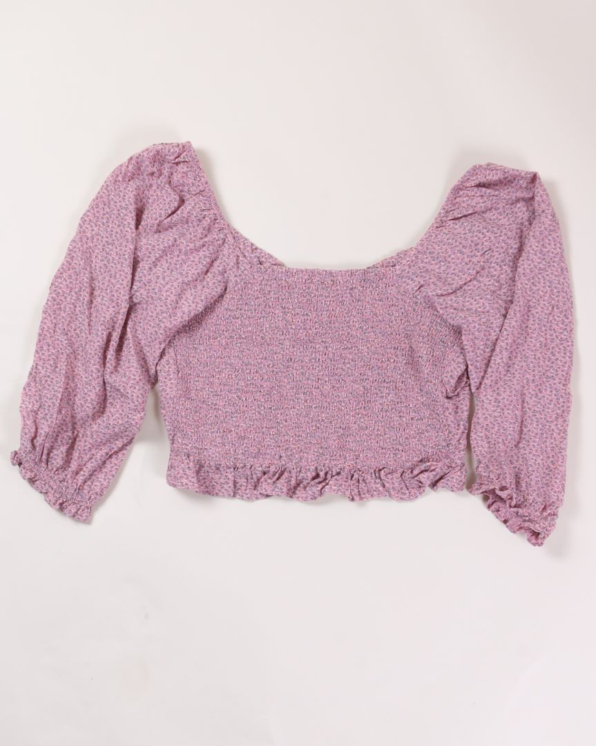 Pink Lucky Brand Cropped Blouse, L