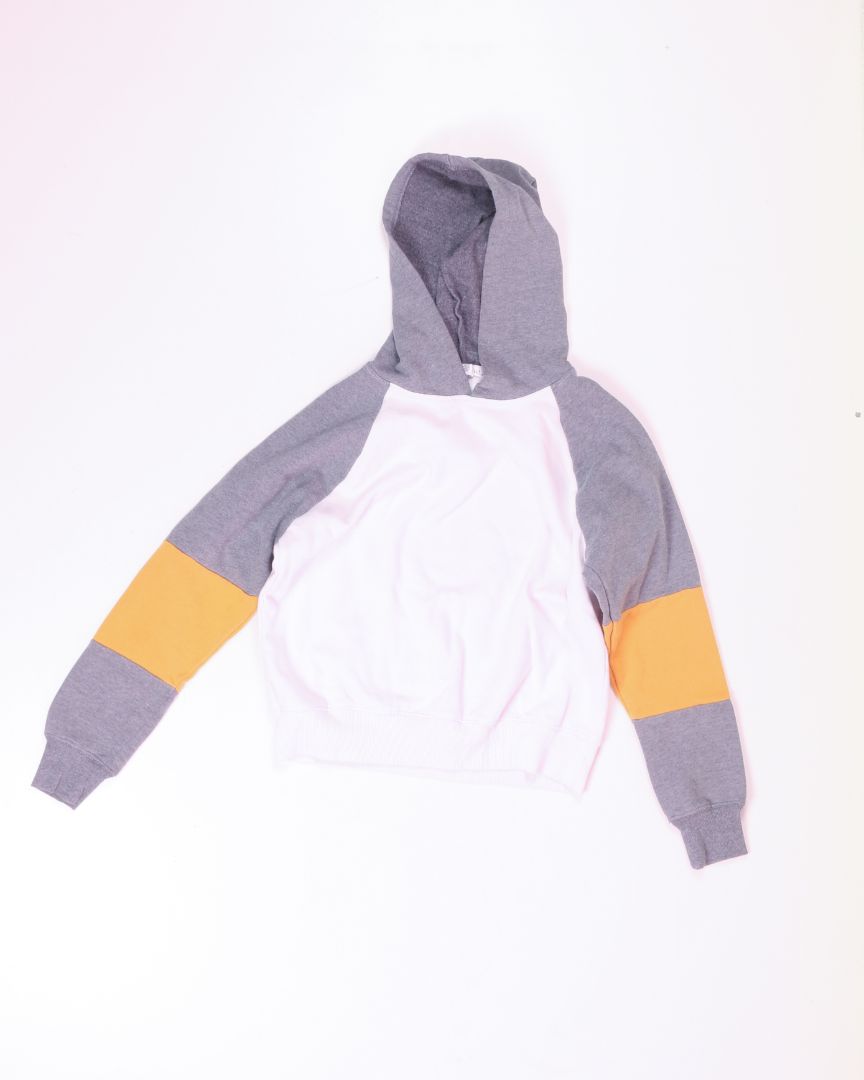 White/Gray Full Tilt Cropped Hoodie, M