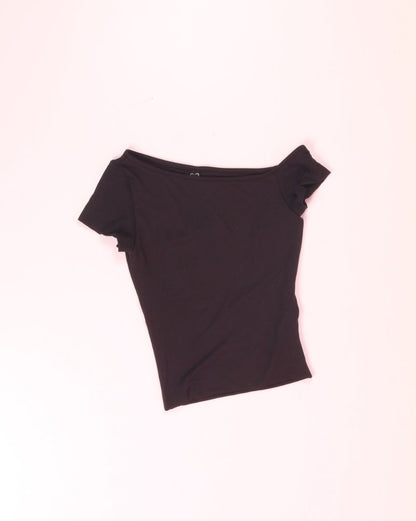 Black Windsor One Shoulder Tee, M