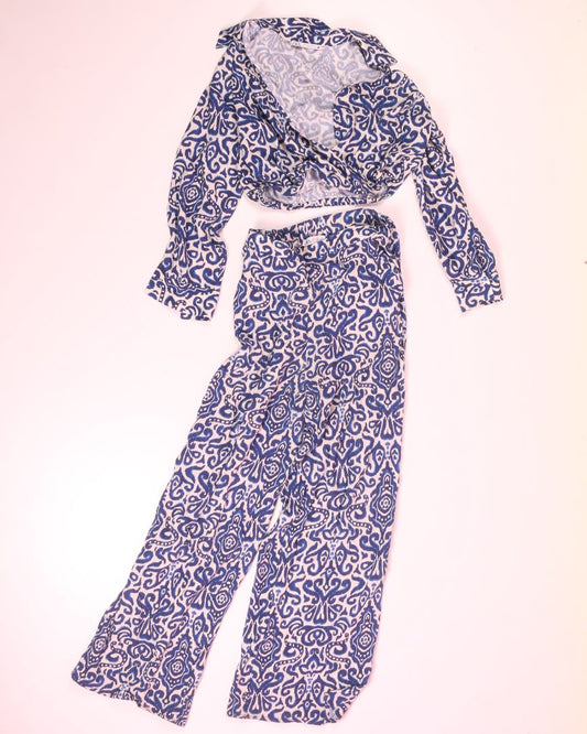 Blue/White Zara Long Sleeve + Pants Set, XS