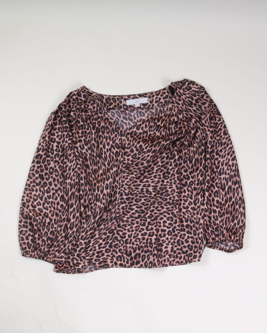 Animal Print Loft Silk Blouse, M