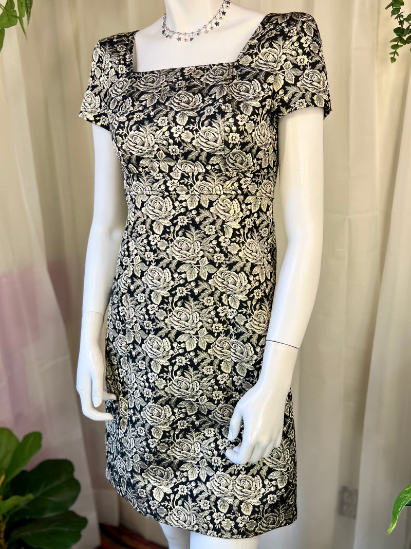 NWT Black Brocade Brooks Brothers Cocktail Dress, 2
