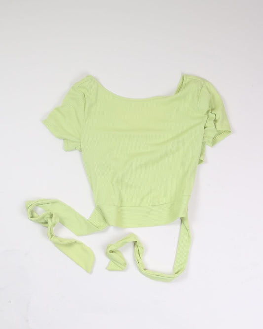 Green Lush Wrap Tee, M