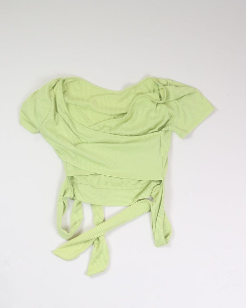 Green Lush Wrap Tee, M