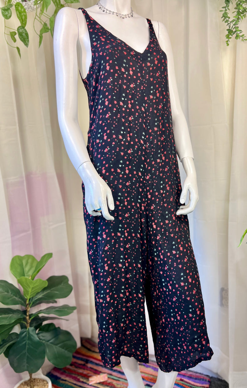 Black Floral Natural Life Jumpsuit, S
