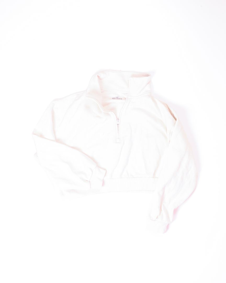 Cream Hollister Collared Quarter Zip, L