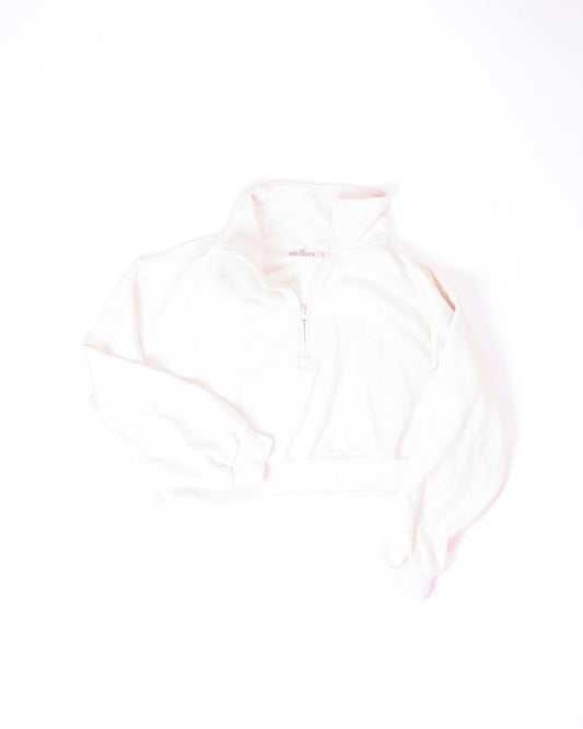 Cream Hollister Collared Quarter Zip, L