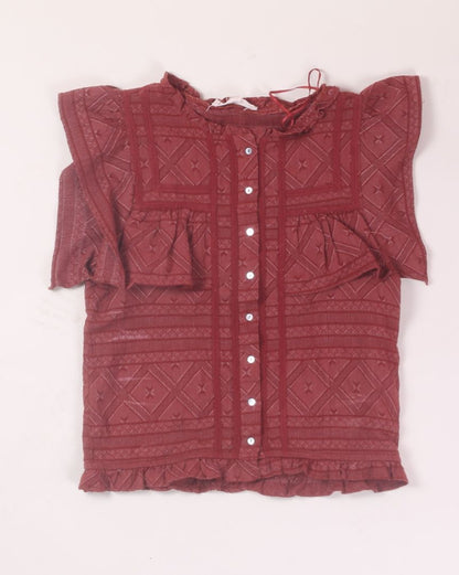 Red Love Stitch Blouse, S