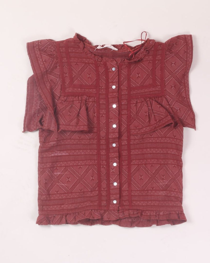 Red Love Stitch Blouse, S