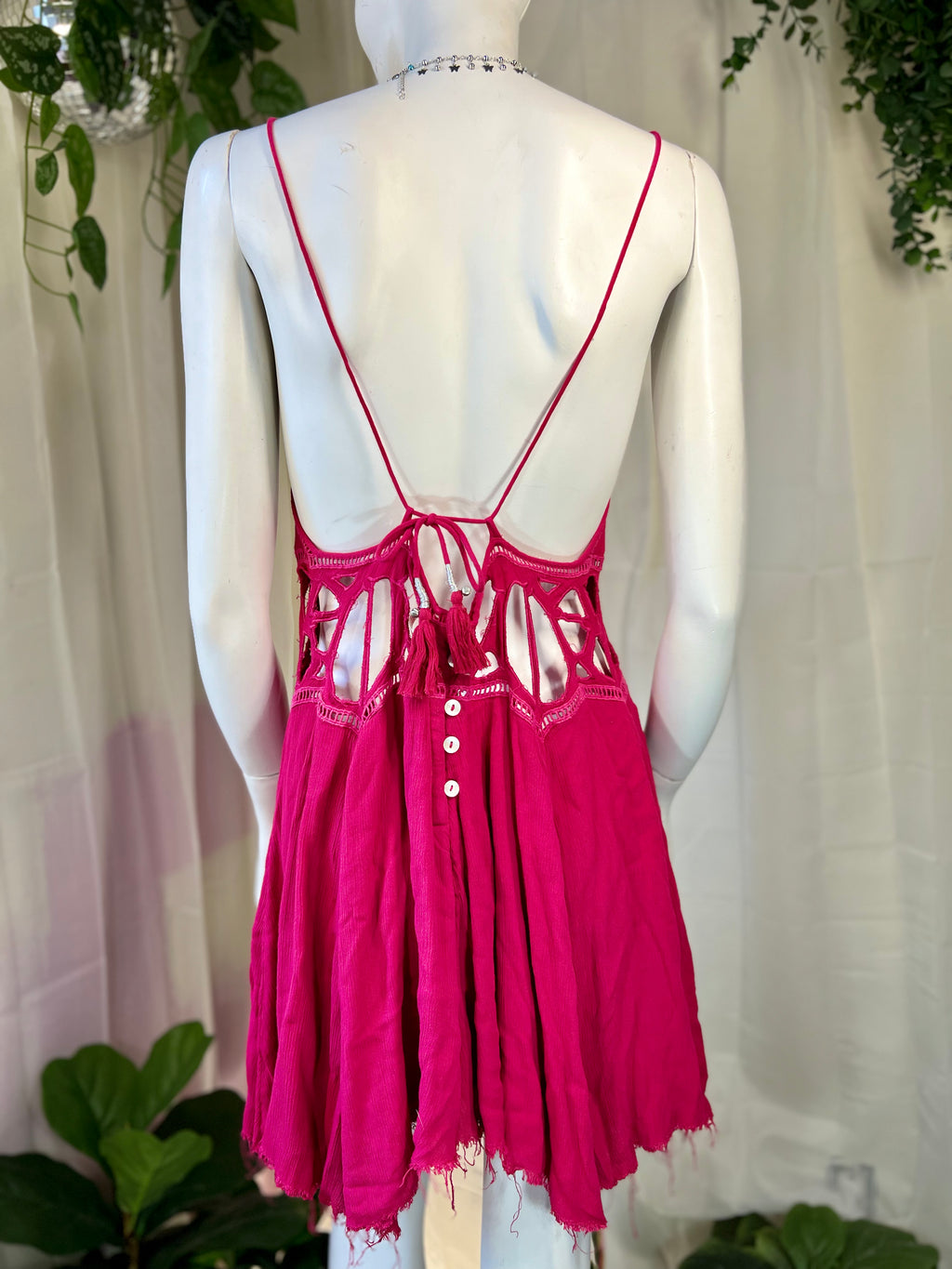 Pink Free People Cami Cutout Dress, S