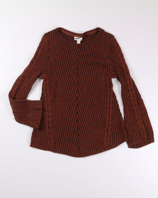 Brown Style & Co Bell Sleeve Sweater, M