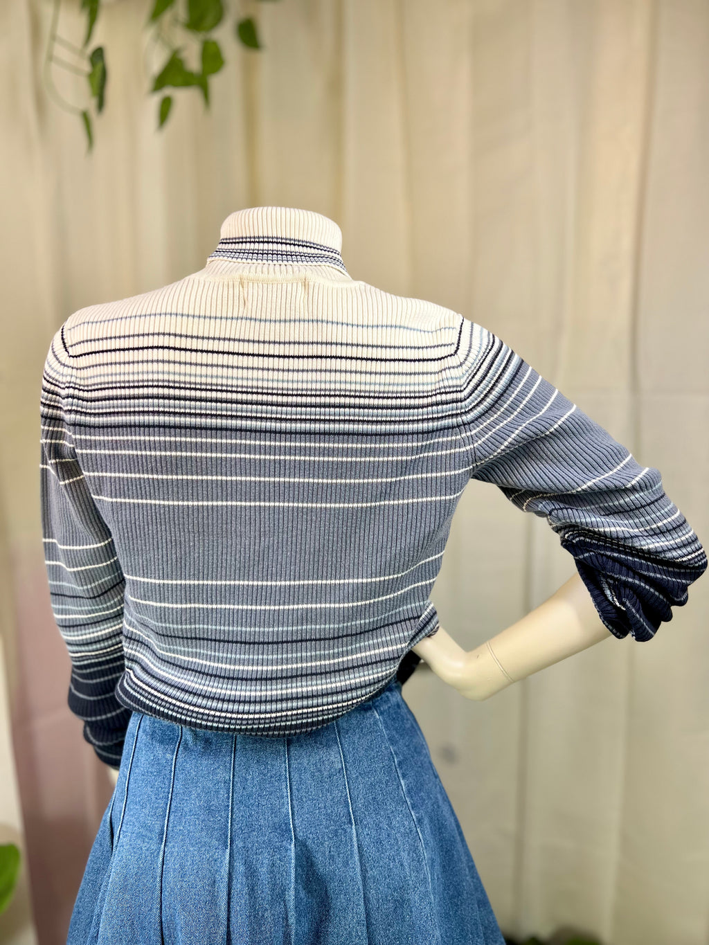 Blue/White Annex Turtleneck Sweater, M