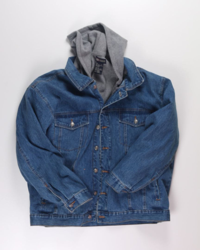 Faded Glory Hooded Denim Jacket, XL