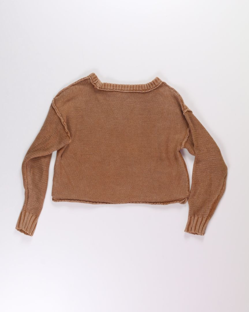 Tan American Eagle Cropped Sweater, S